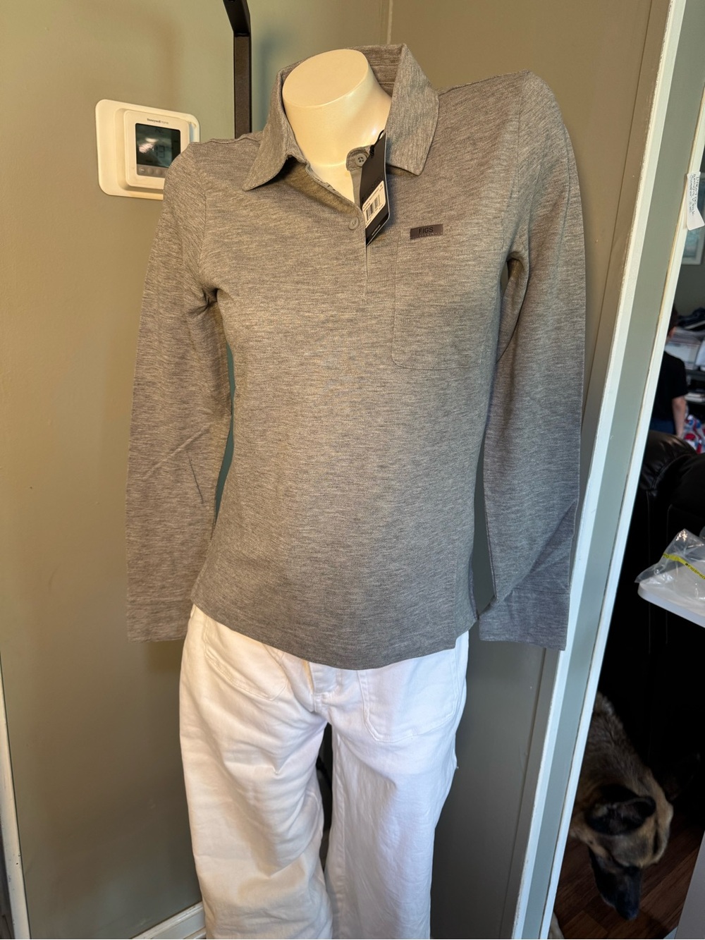NWT Figs Women's Gray Long-Sleeve Polo